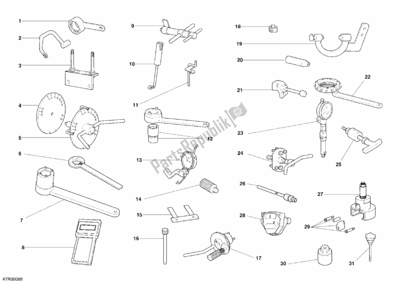 Todas las partes para Herramientas De Servicio De Taller, Motor de Ducati Monster S2R 800 USA 2005